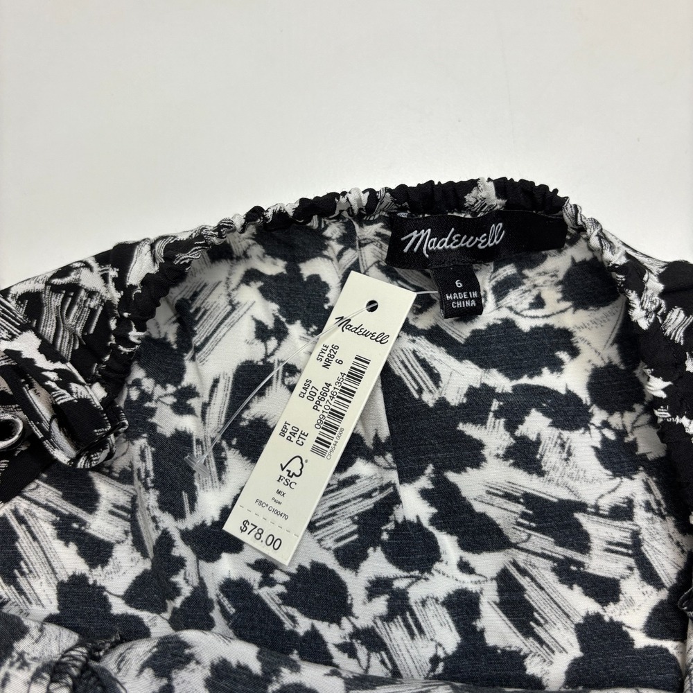 Madewell Cami 6 Black White Floral Crepe Sleeveless New - Picture 4 of 9